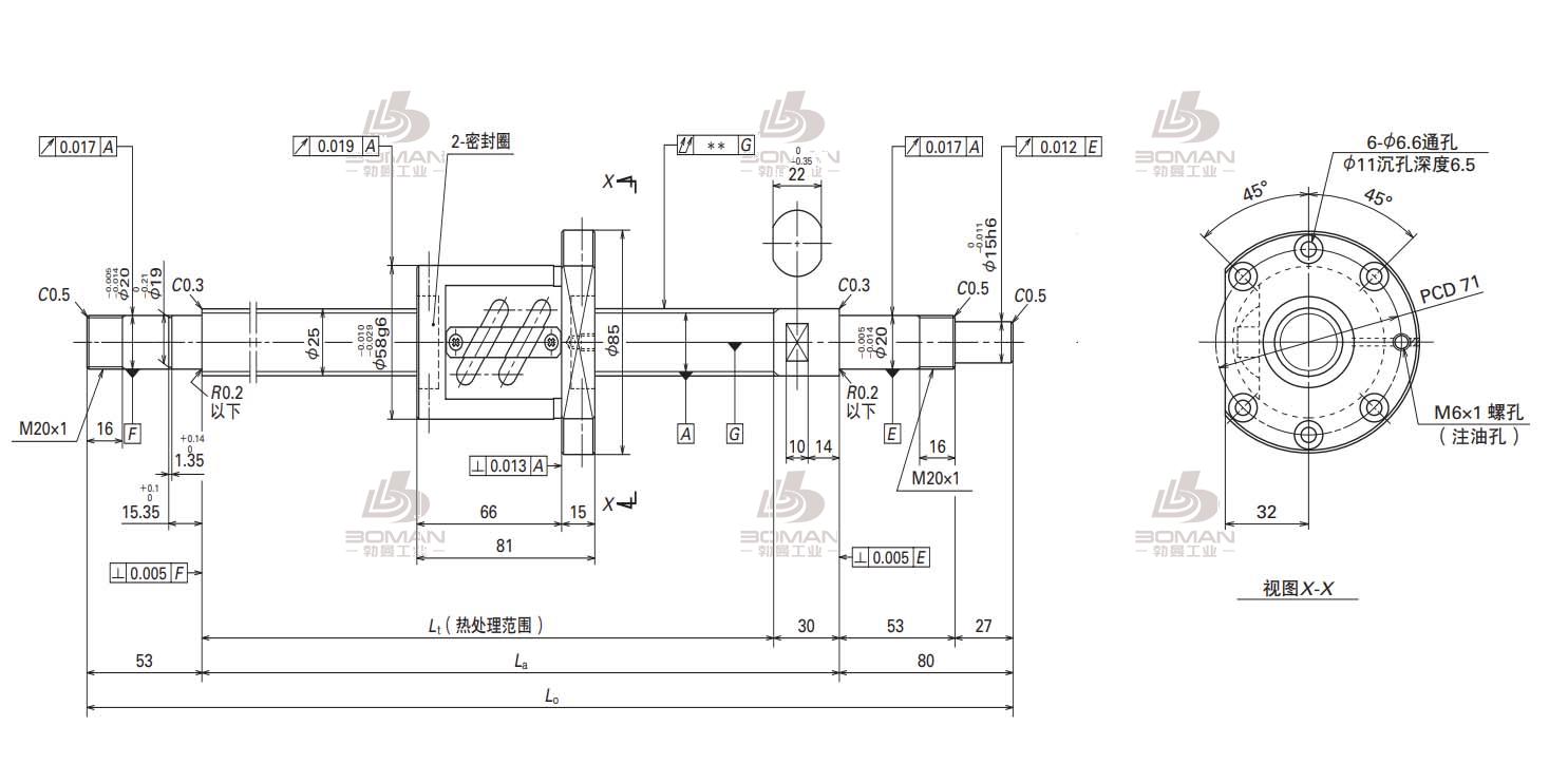 W2514SA-1P-C5Z10-轴端完成品滚珠丝杠