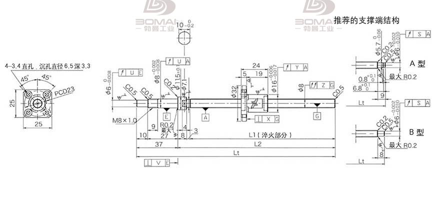 KURODA GP081FDS-AAFR-0250B-C3S 日本黑田精工丝杆样本