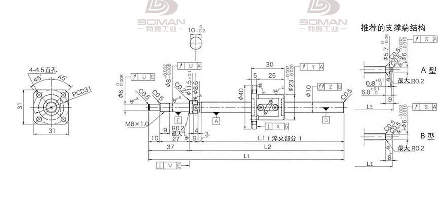 KURODA GP1002DS-EAFR-0210B-C3S 黑田丝杆替换尺寸图片视频