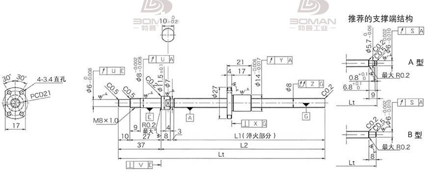 KURODA DP0802JS-HDNR-0260B-C3S 黑田精工丝杆底座安装